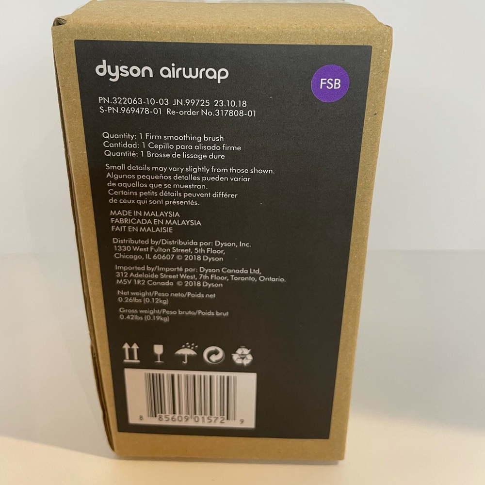 NEW Dyson Airwrap Styler Attachment Firm Smoothing Brush Black/Purple 969478-01